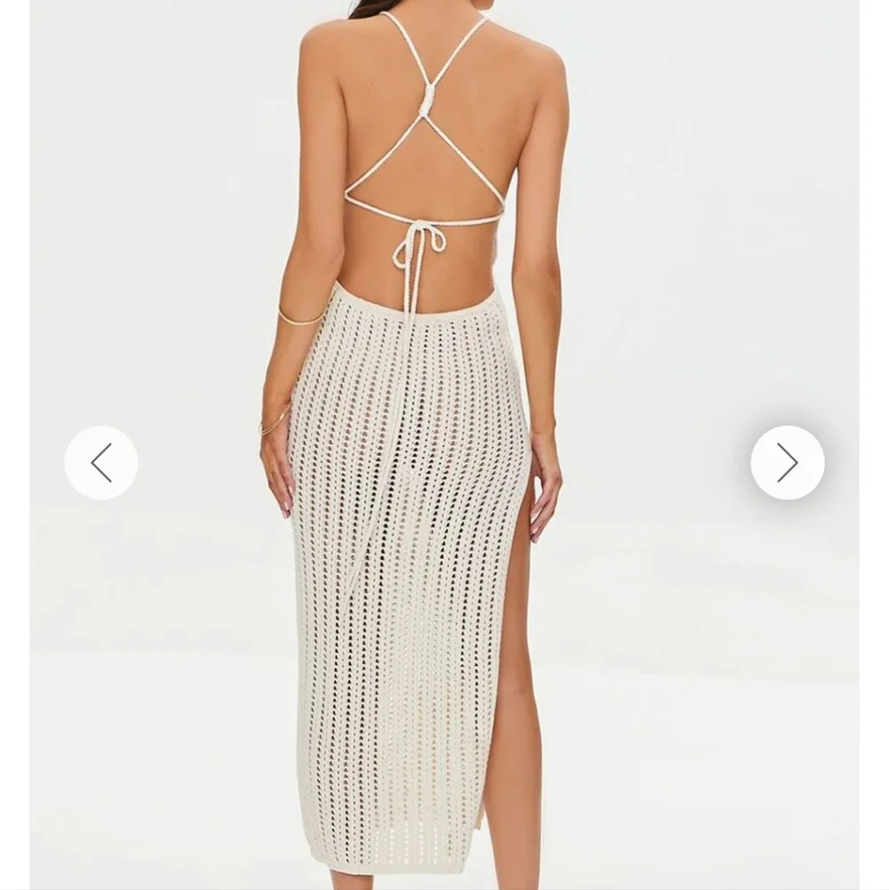 Sheer Crochet Midi Dress - Picture 4 of 10